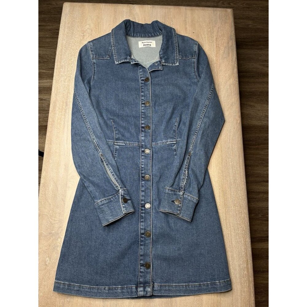 Reformation Arizona Denim Mini Dress Medium Wash Longsleeve Size 8 - Picture 3 of 8